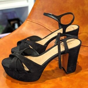 Schutz Black Suede Platform Heels